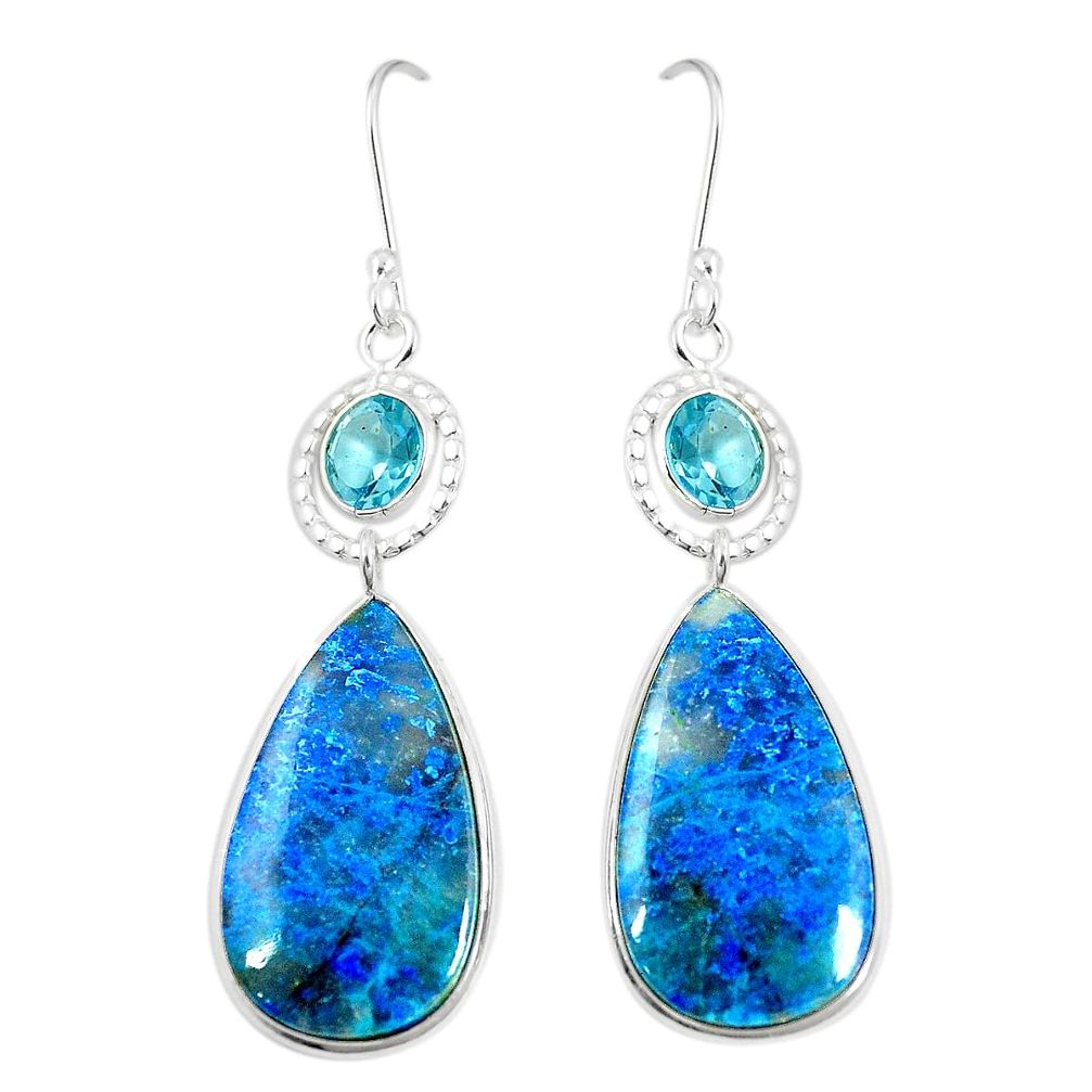 925 silver natural blue shattuckite topaz dangle earrings jewelry m41349