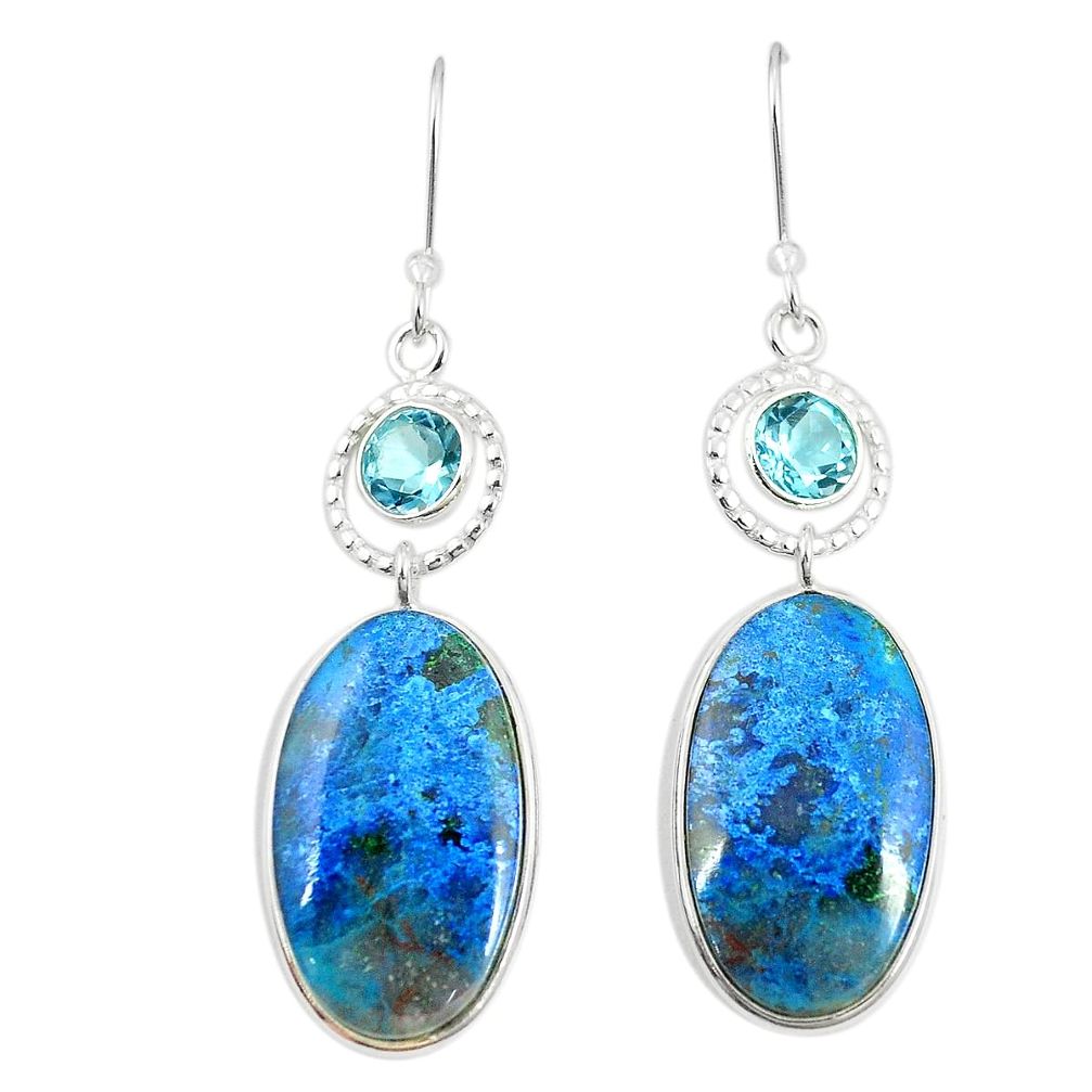 925 sterling silver natural blue shattuckite topaz dangle earrings m41350