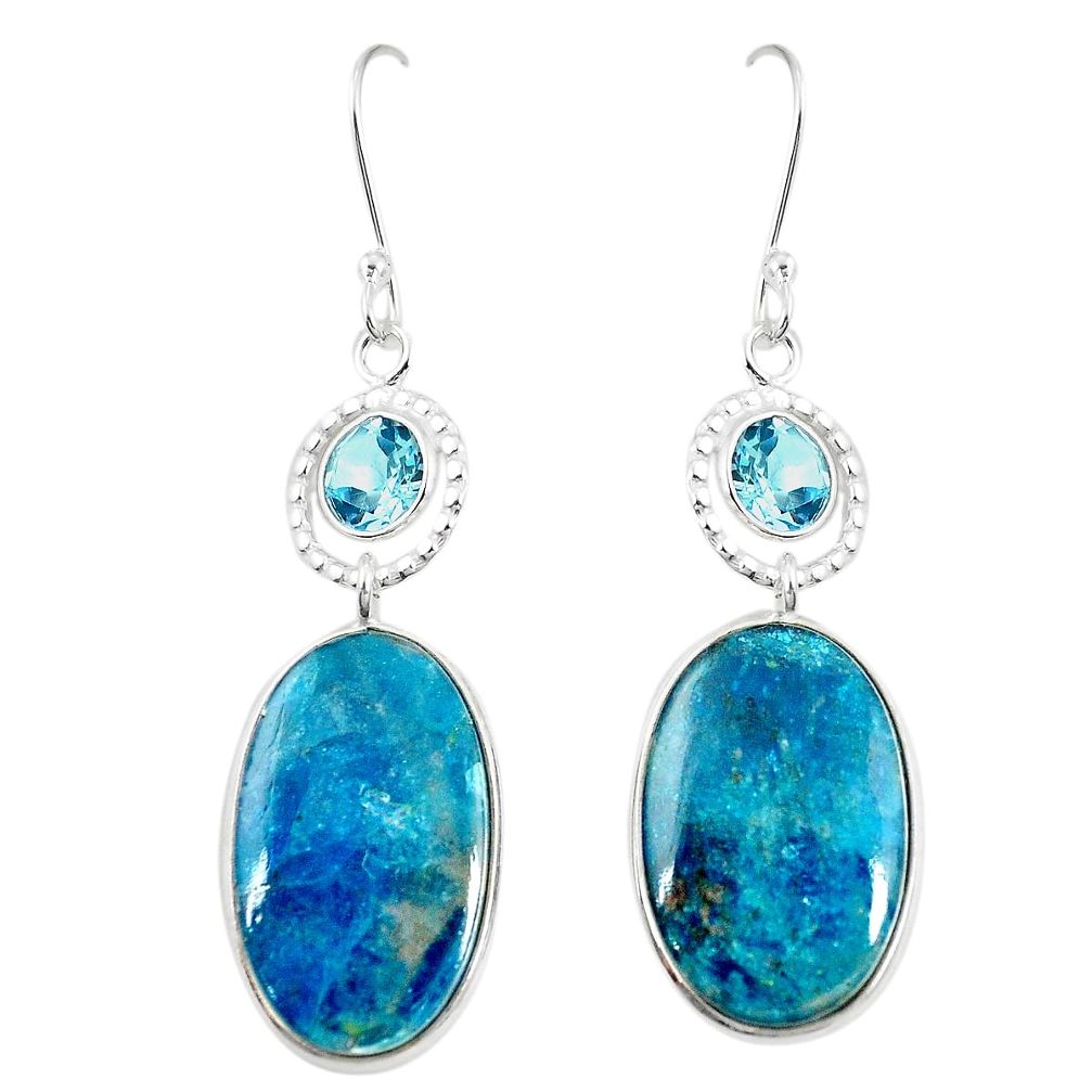 925 sterling silver natural blue shattuckite topaz dangle earrings m41354