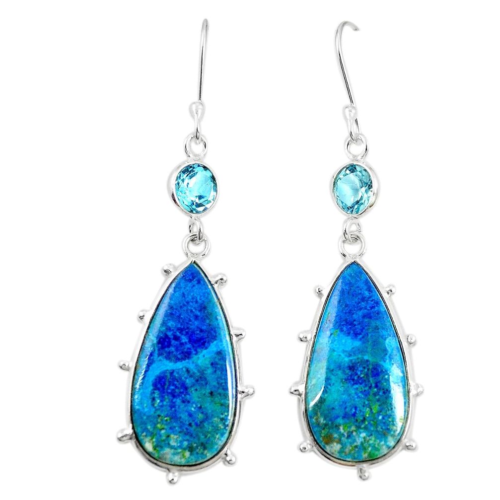 925 silver natural blue shattuckite topaz dangle earrings jewelry m41355