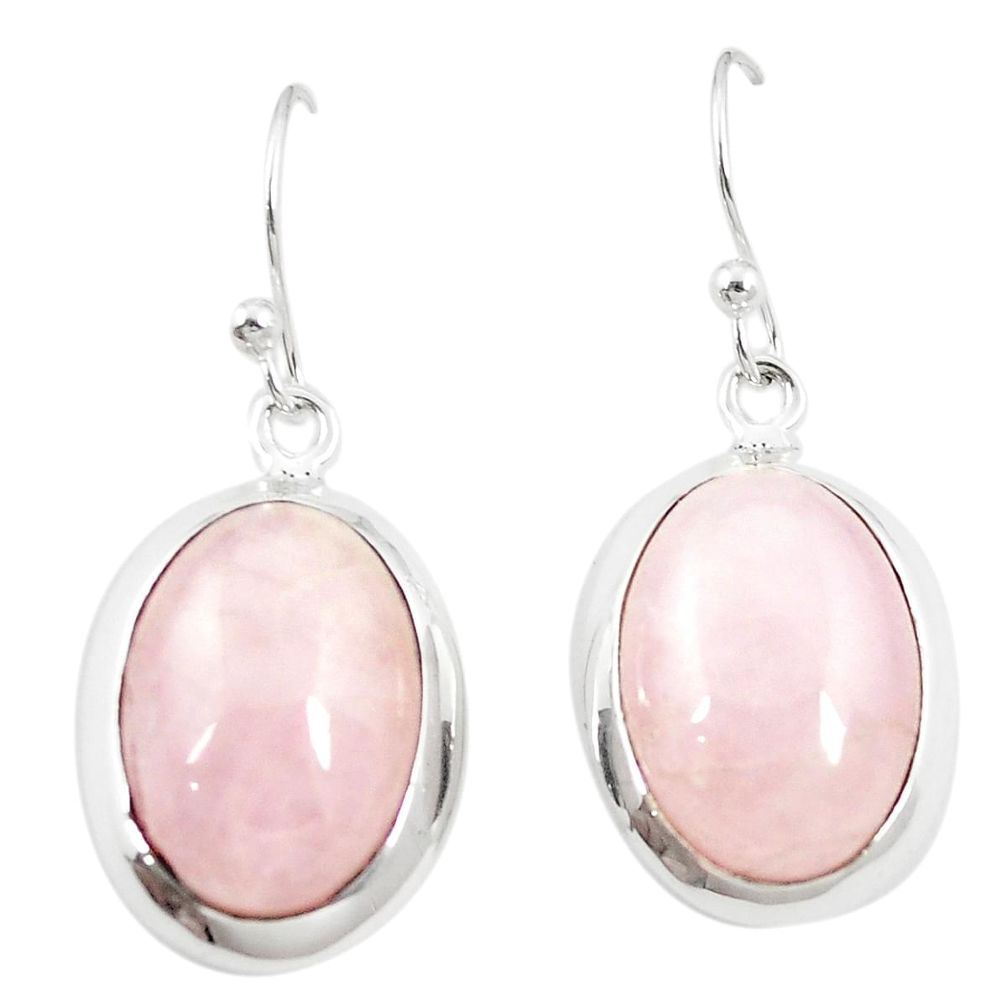 Natural pink morganite 925 sterling silver dangle earrings m42061