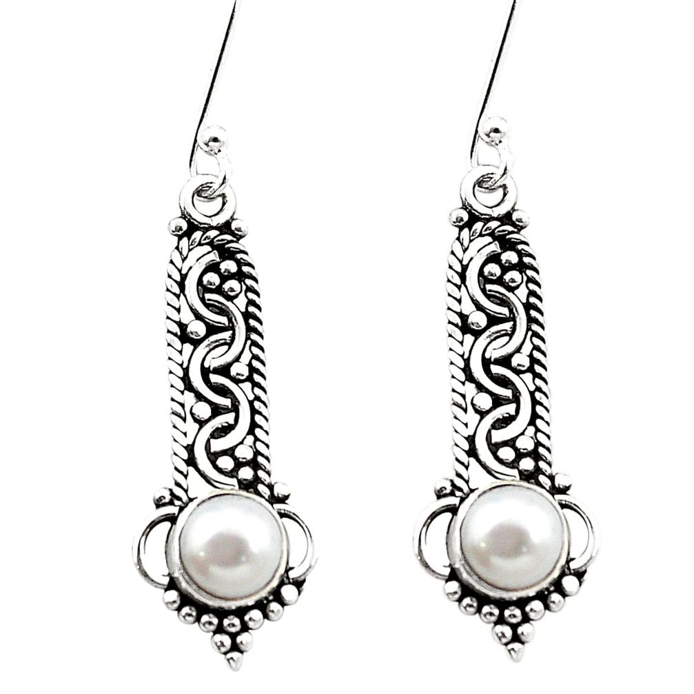 Natural white pearl 925 sterling silver dangle earrings jewelry m42830