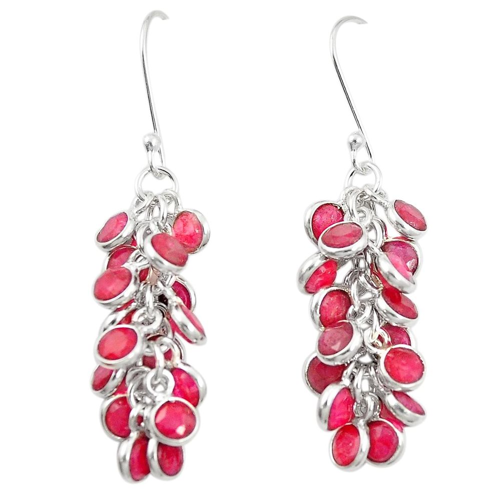 Natural red ruby 925 sterling silver chandelier earrings jewelry m46522
