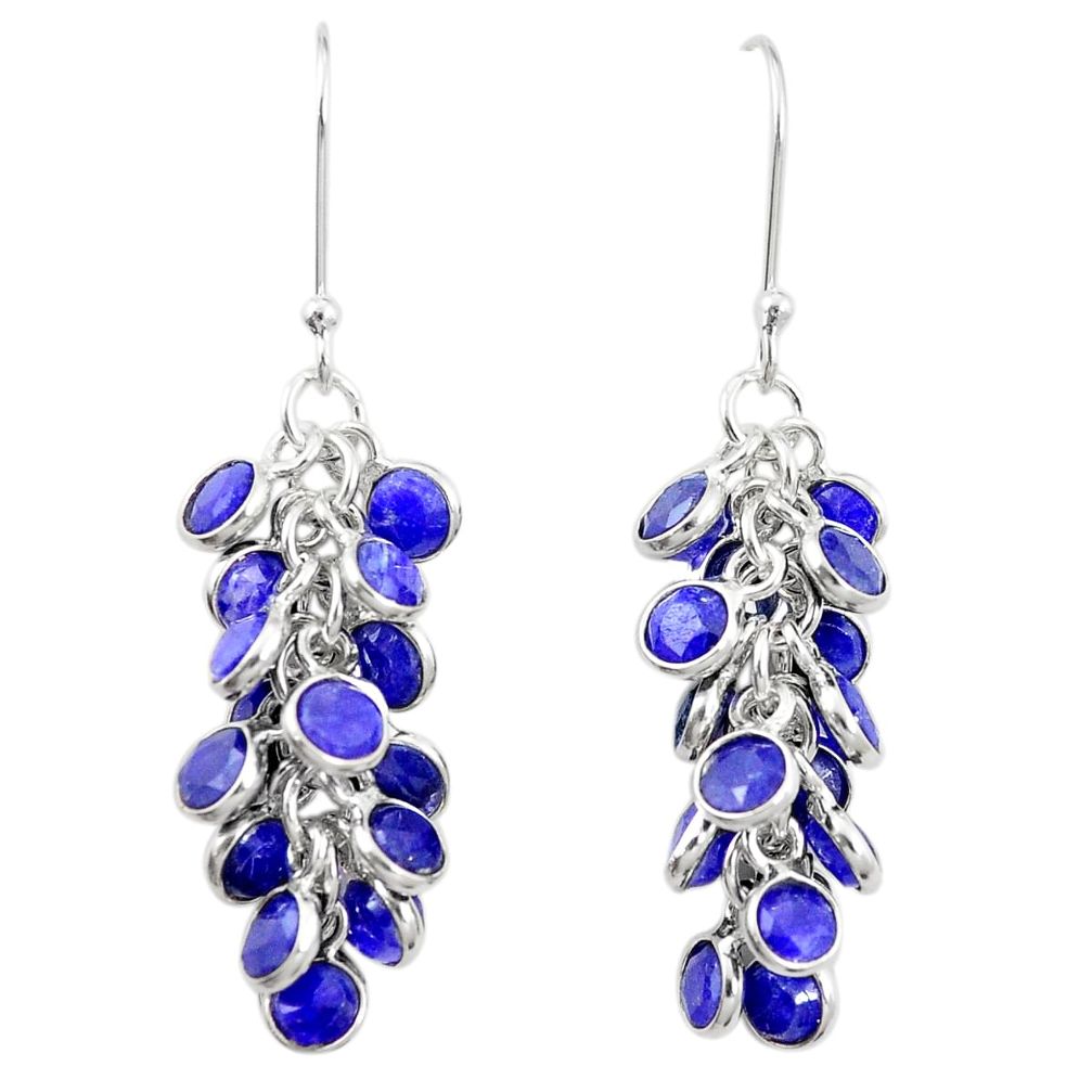 Natural blue sapphire 925 sterling silver chandelier earrings m46524