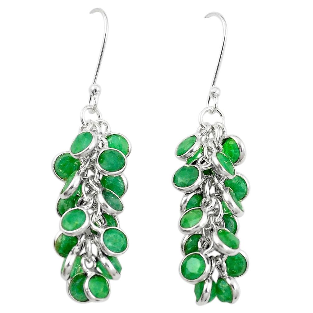 Natural green emerald 925 sterling silver chandelier earrings m46527