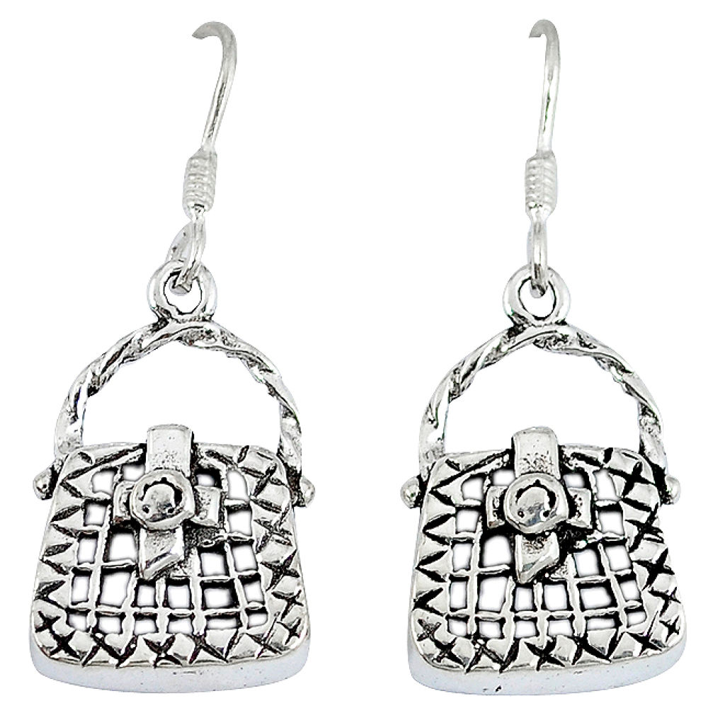 Indonesian bali style solid 925 silver sexy purse earrings jewelry p2672