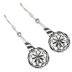 Indonesian bali style solid 925 sterling silver dangle flower earrings p2733