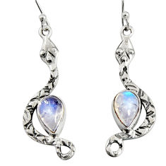 Clearance Sale- 4.93cts natural rainbow moonstone 925 sterling silver snake earrings r10117