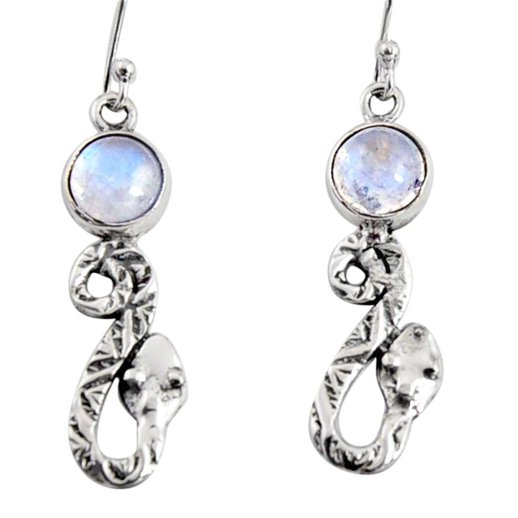 925 sterling silver 5.11cts natural rainbow moonstone snake earrings r10140