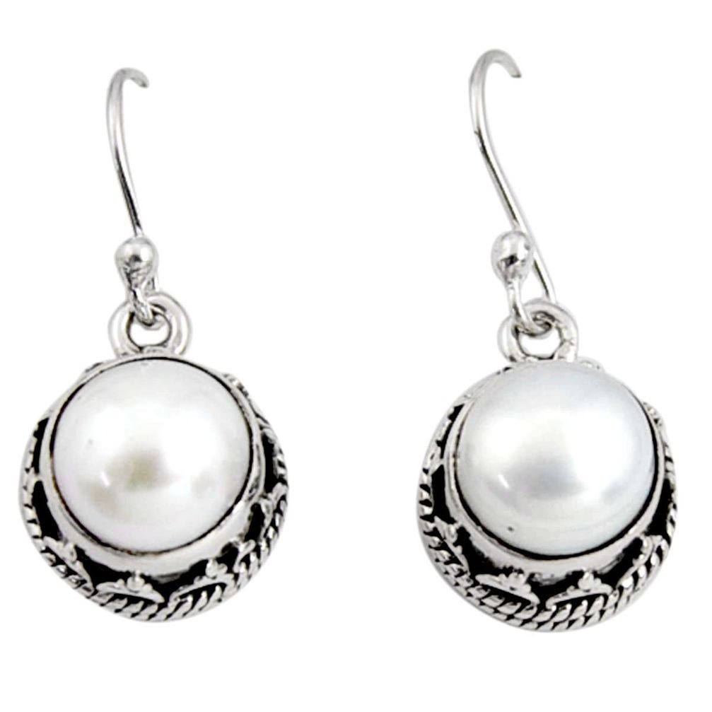 10.04cts natural white pearl 925 sterling silver dangle earrings jewelry r10209