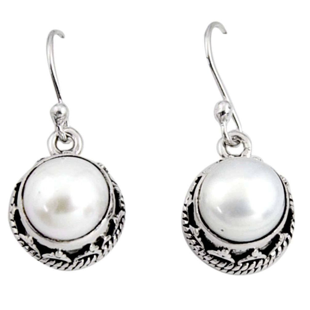 9.39cts natural white pearl 925 sterling silver dangle earrings jewelry r10210