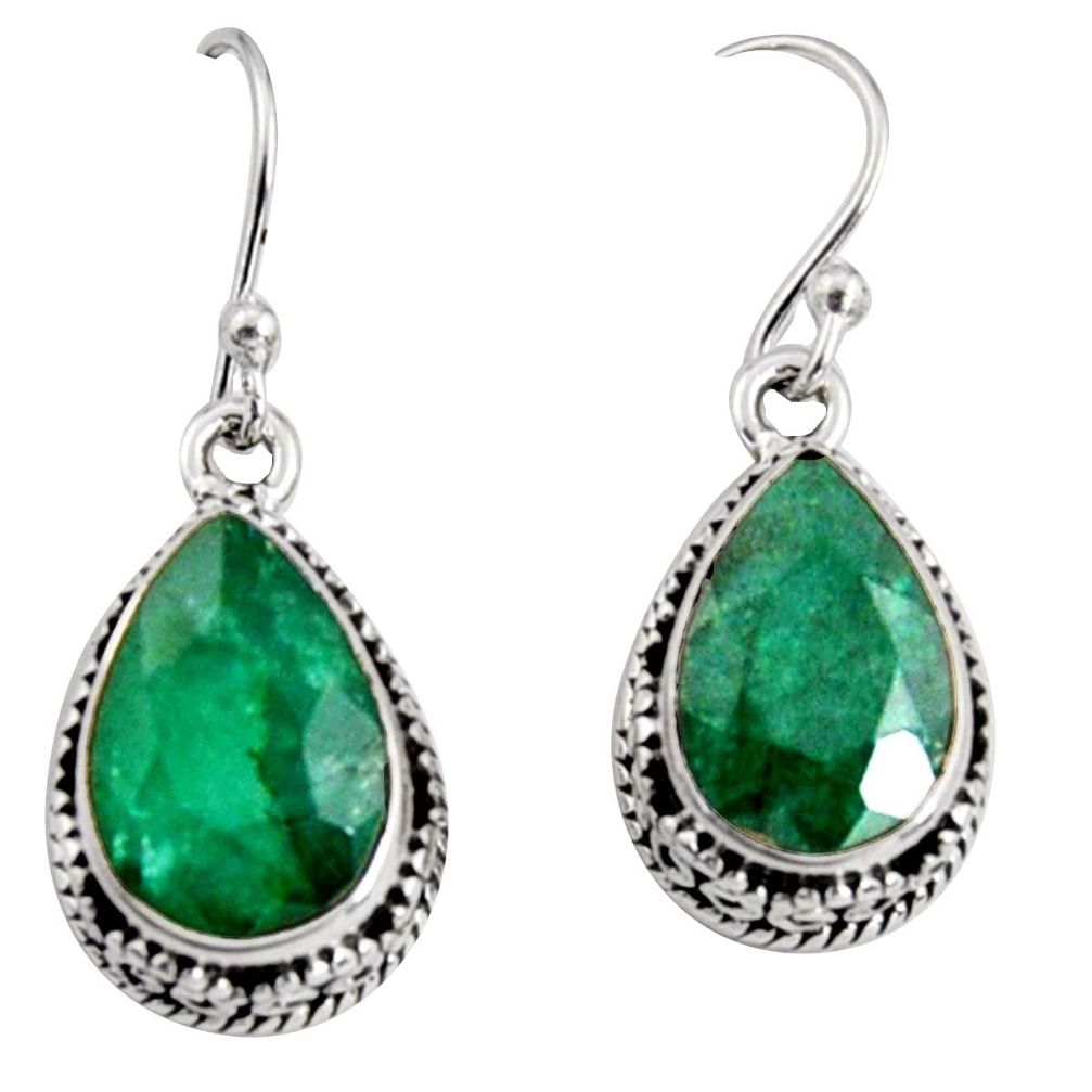 8.70cts natural green emerald 925 sterling silver dangle earrings jewelry r10216