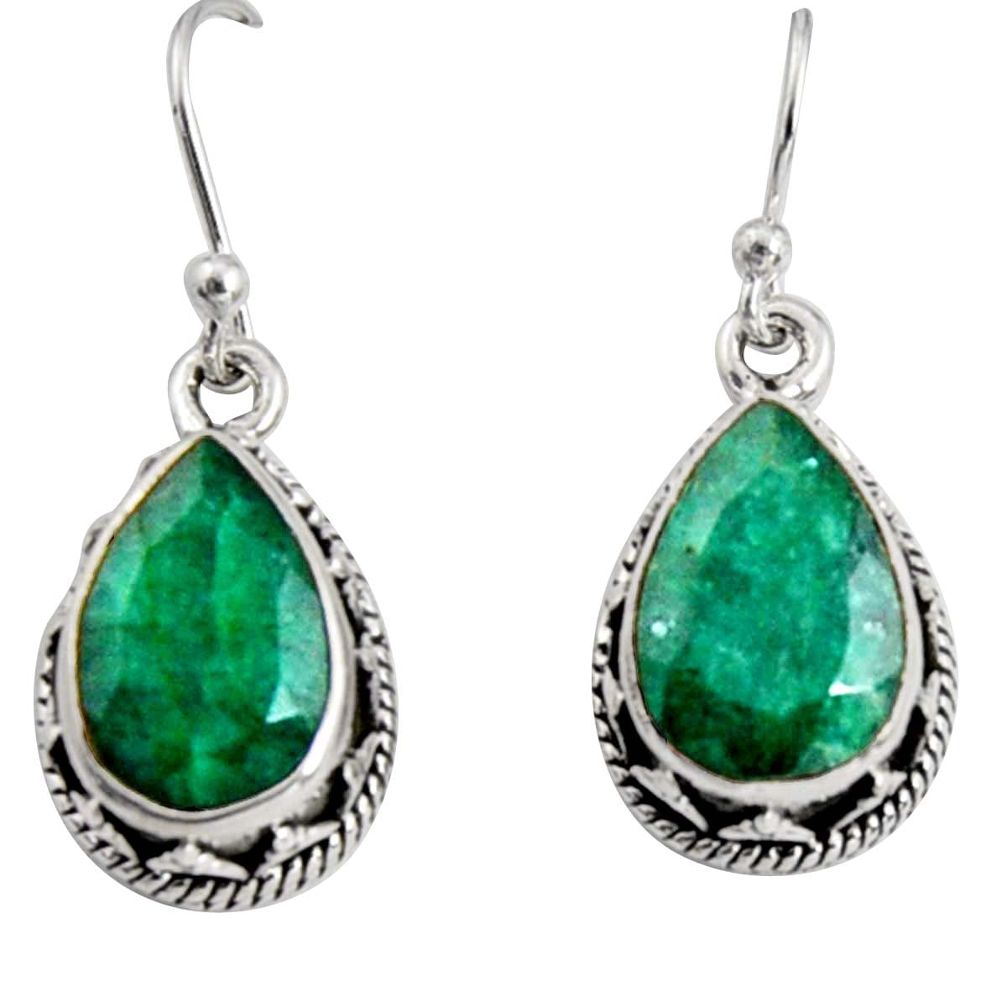 925 sterling silver 8.70cts natural green emerald dangle earrings jewelry r10218