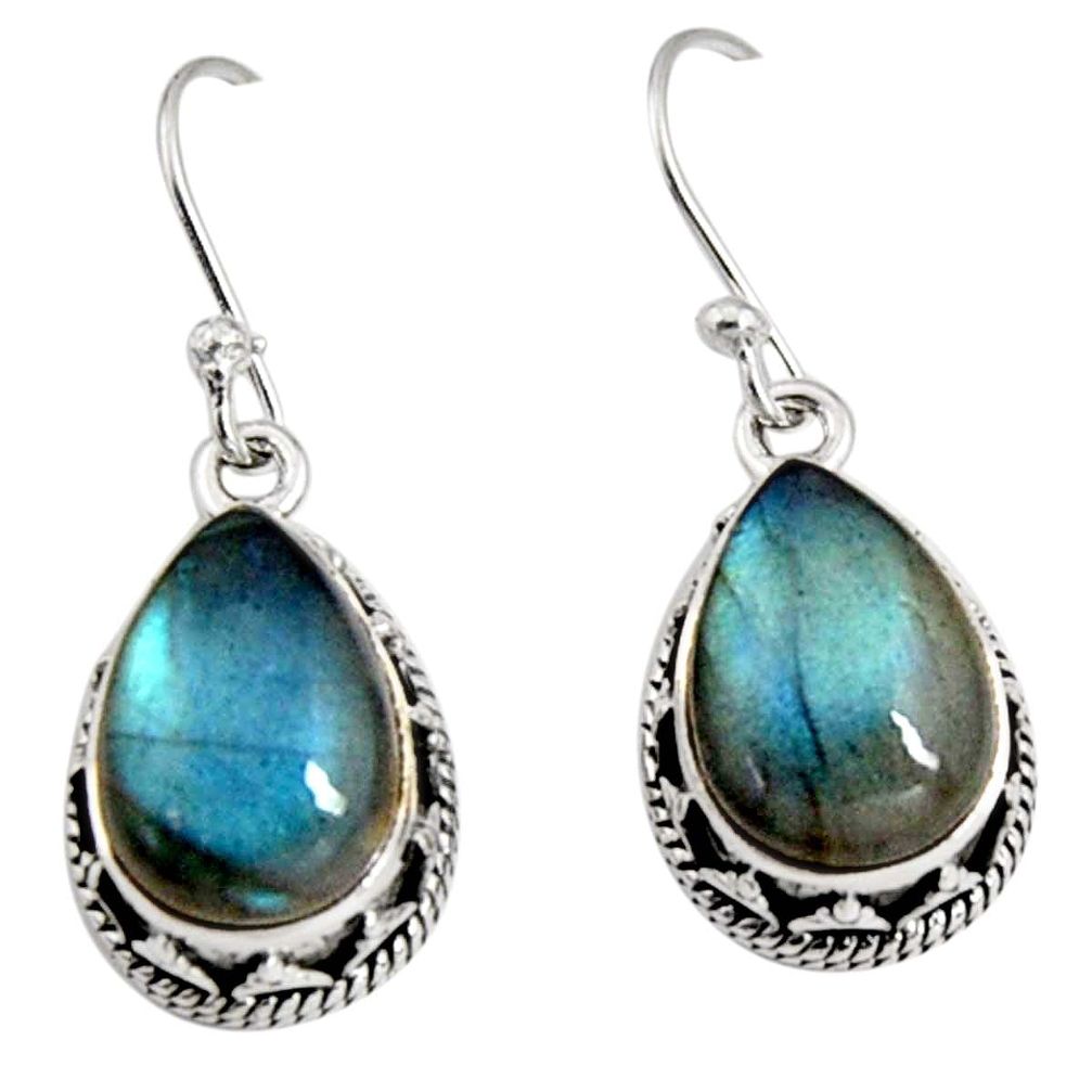 11.97cts natural blue labradorite 925 sterling silver dangle earrings r10221