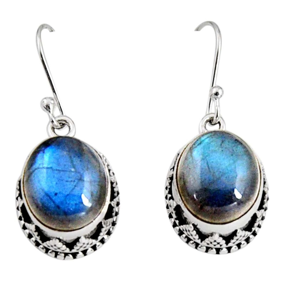 925 sterling silver 10.72cts natural blue labradorite dangle earrings r10224