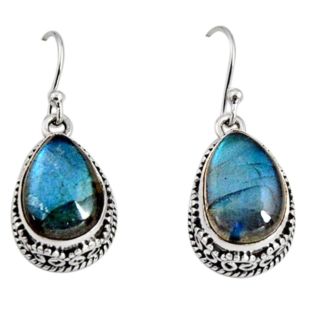 12.62cts natural blue labradorite 925 sterling silver dangle earrings r10229