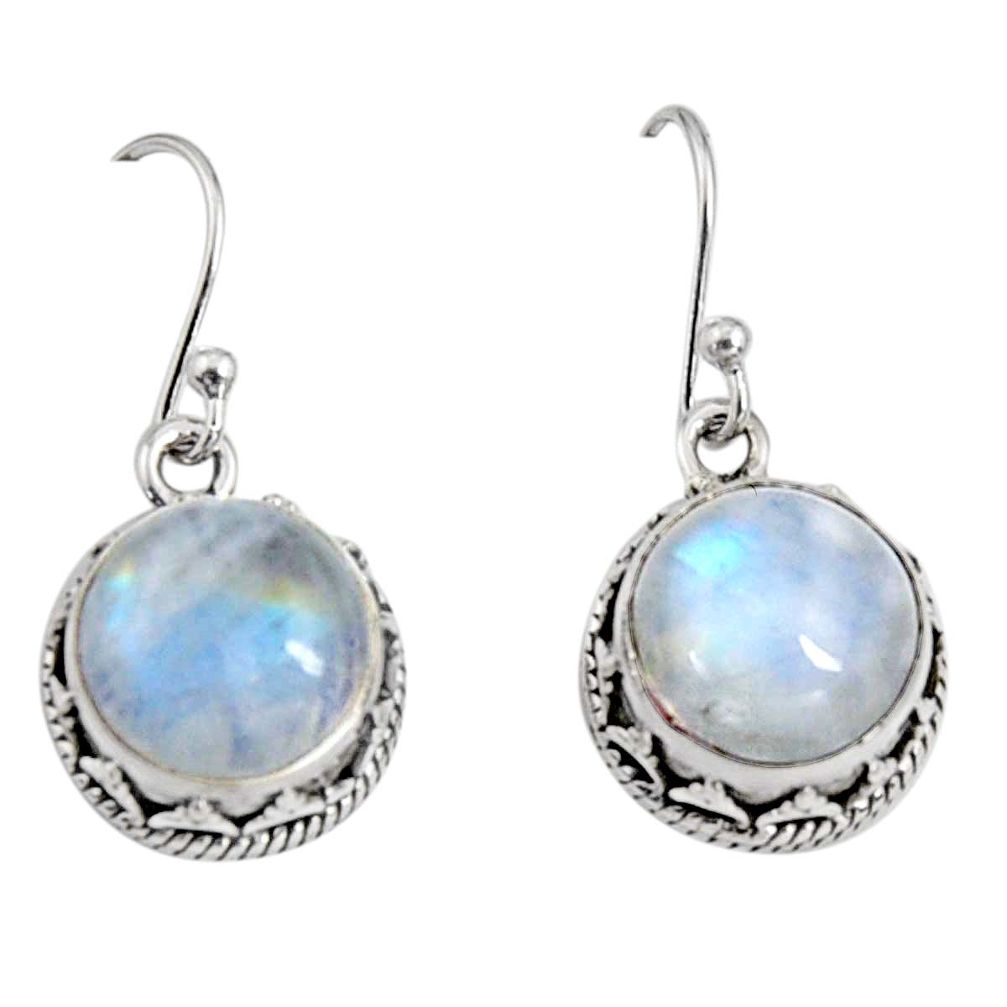 925 sterling silver 10.54cts natural rainbow moonstone dangle earrings r10236