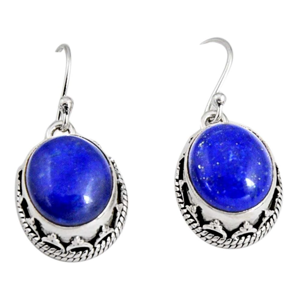 12.04cts natural blue lapis lazuli 925 sterling silver dangle earrings r10241