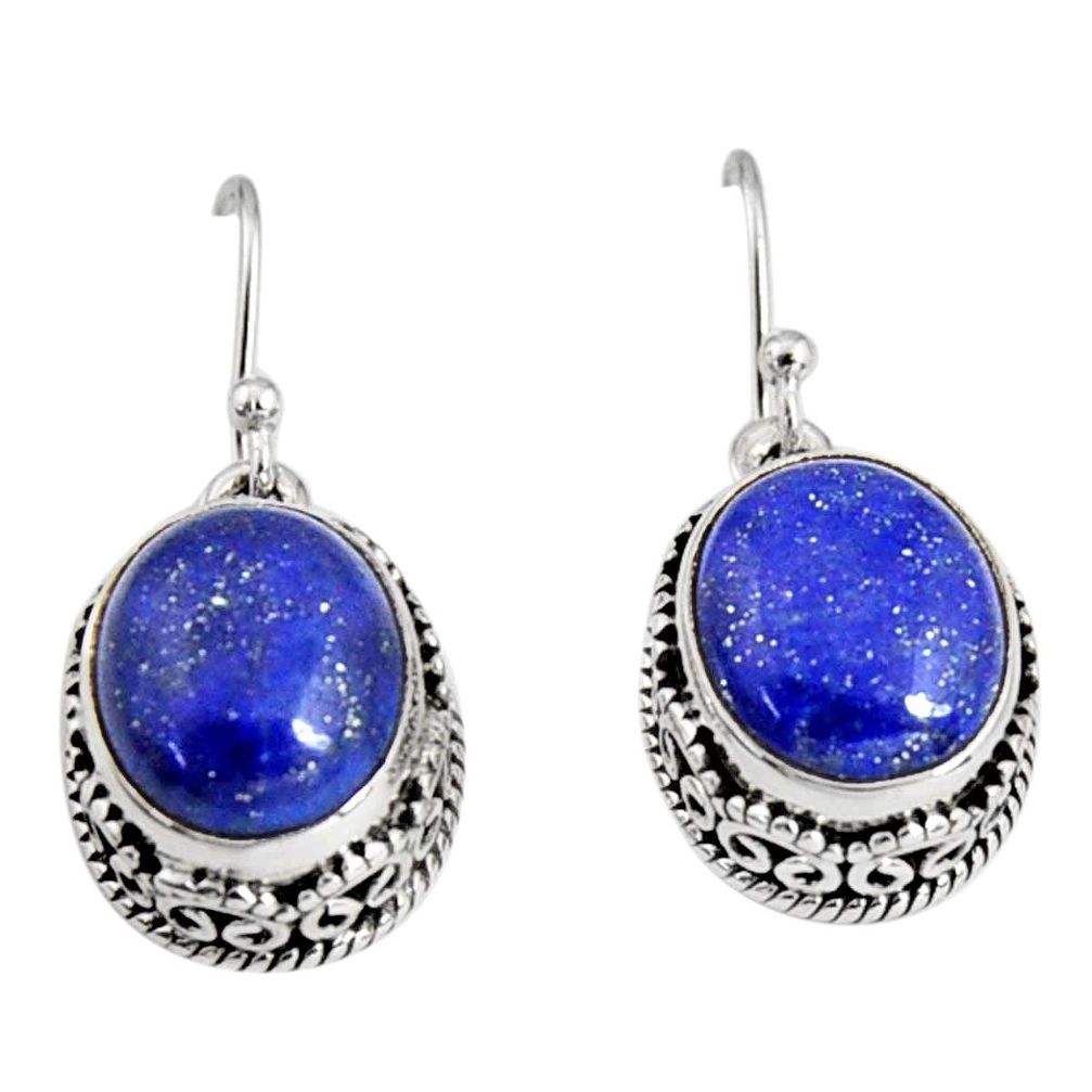 11.54cts natural blue lapis lazuli 925 sterling silver dangle earrings r10242