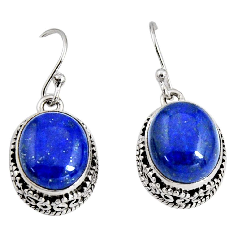 11.83cts natural blue lapis lazuli 925 sterling silver dangle earrings r10245