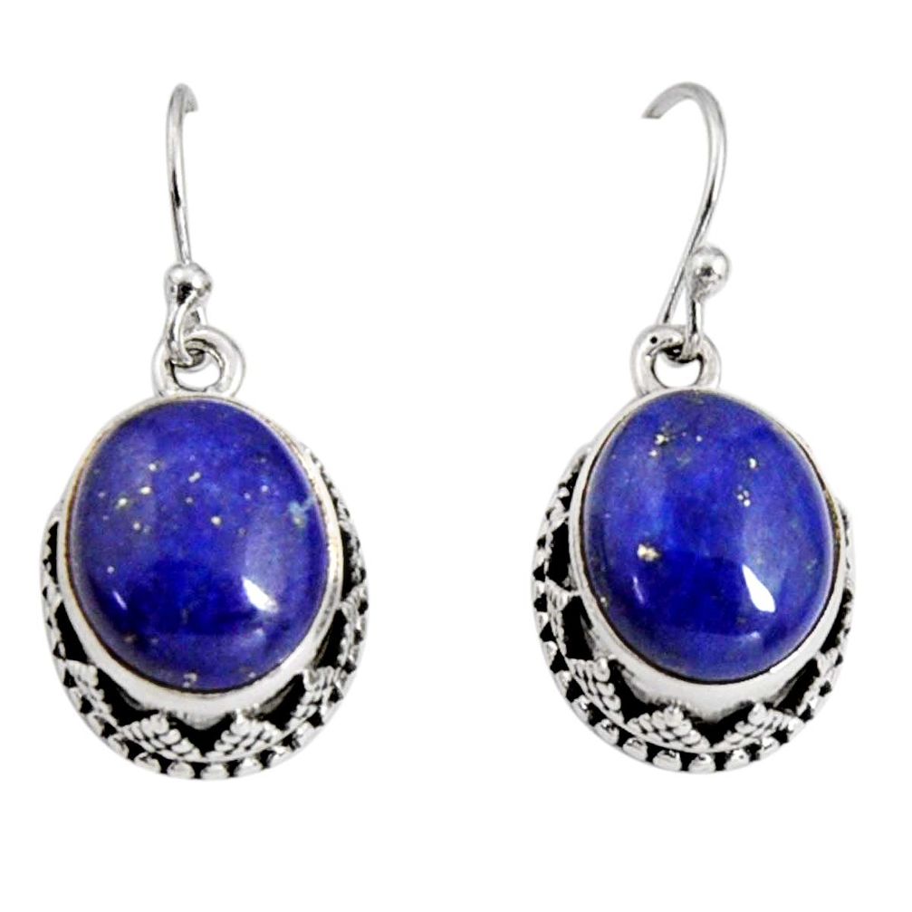 10.48cts natural blue lapis lazuli 925 sterling silver dangle earrings r10247