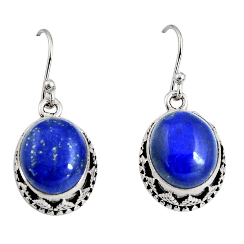 10.74cts natural blue lapis lazuli 925 sterling silver dangle earrings r10249