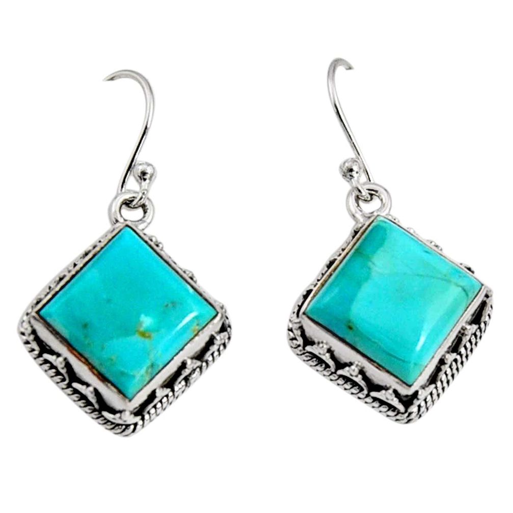 10.48cts green arizona mohave turquoise 925 silver dangle earrings r10254