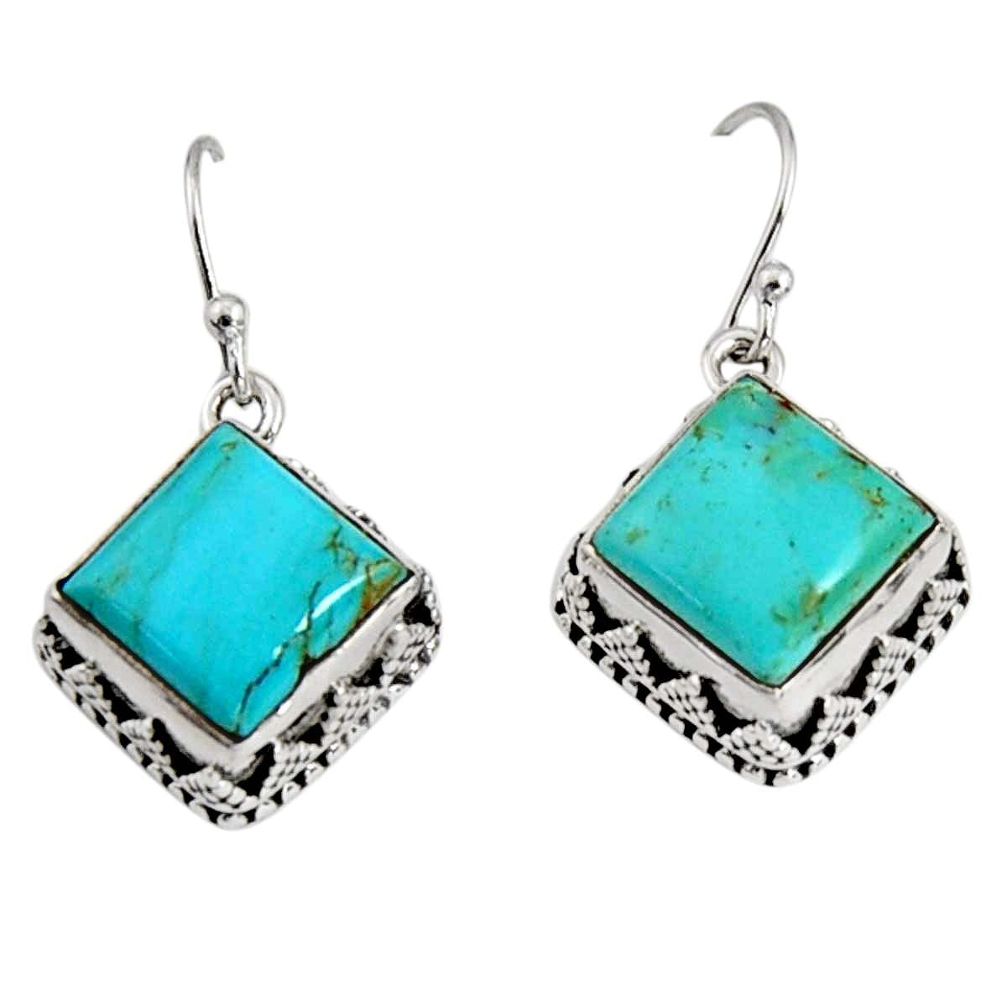 11.02cts green arizona mohave turquoise 925 silver dangle earrings r10259