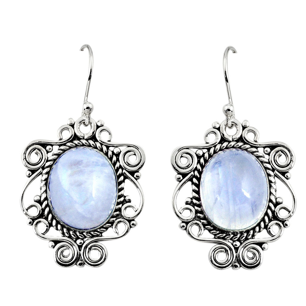 11.83cts natural rainbow moonstone 925 sterling silver dangle earrings r11066