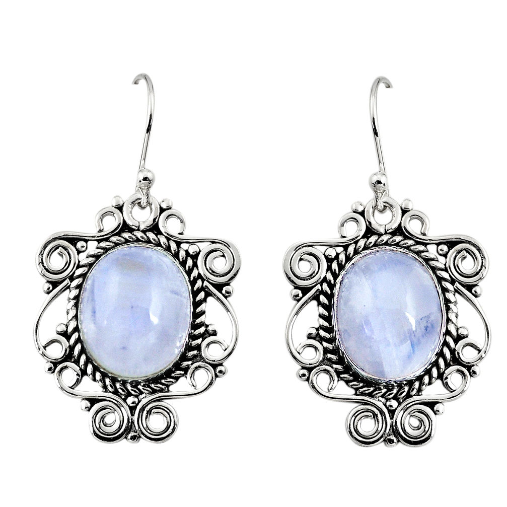 11.45cts natural rainbow moonstone 925 sterling silver dangle earrings r11071