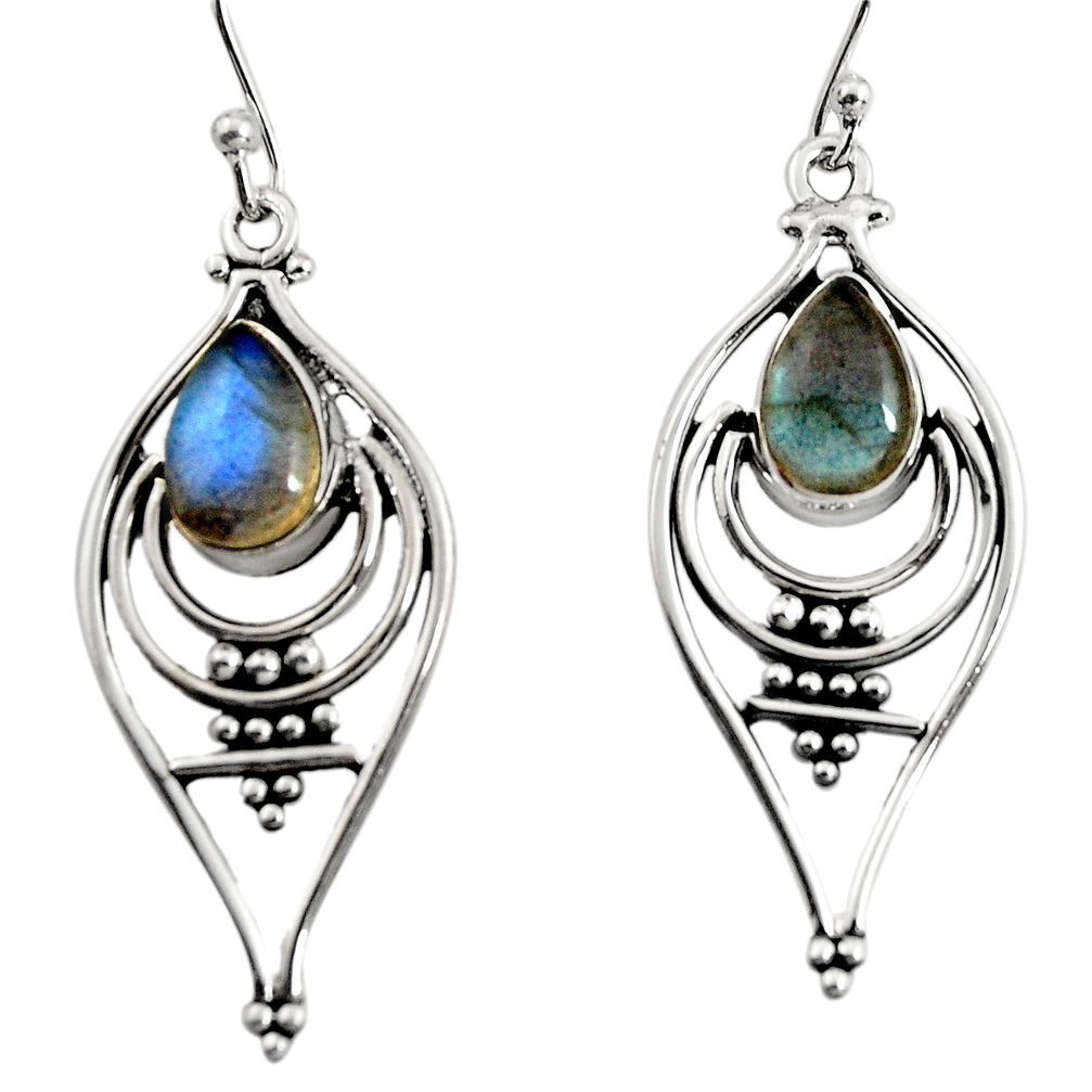 4.46cts natural blue labradorite 925 sterling silver dangle earrings r11076