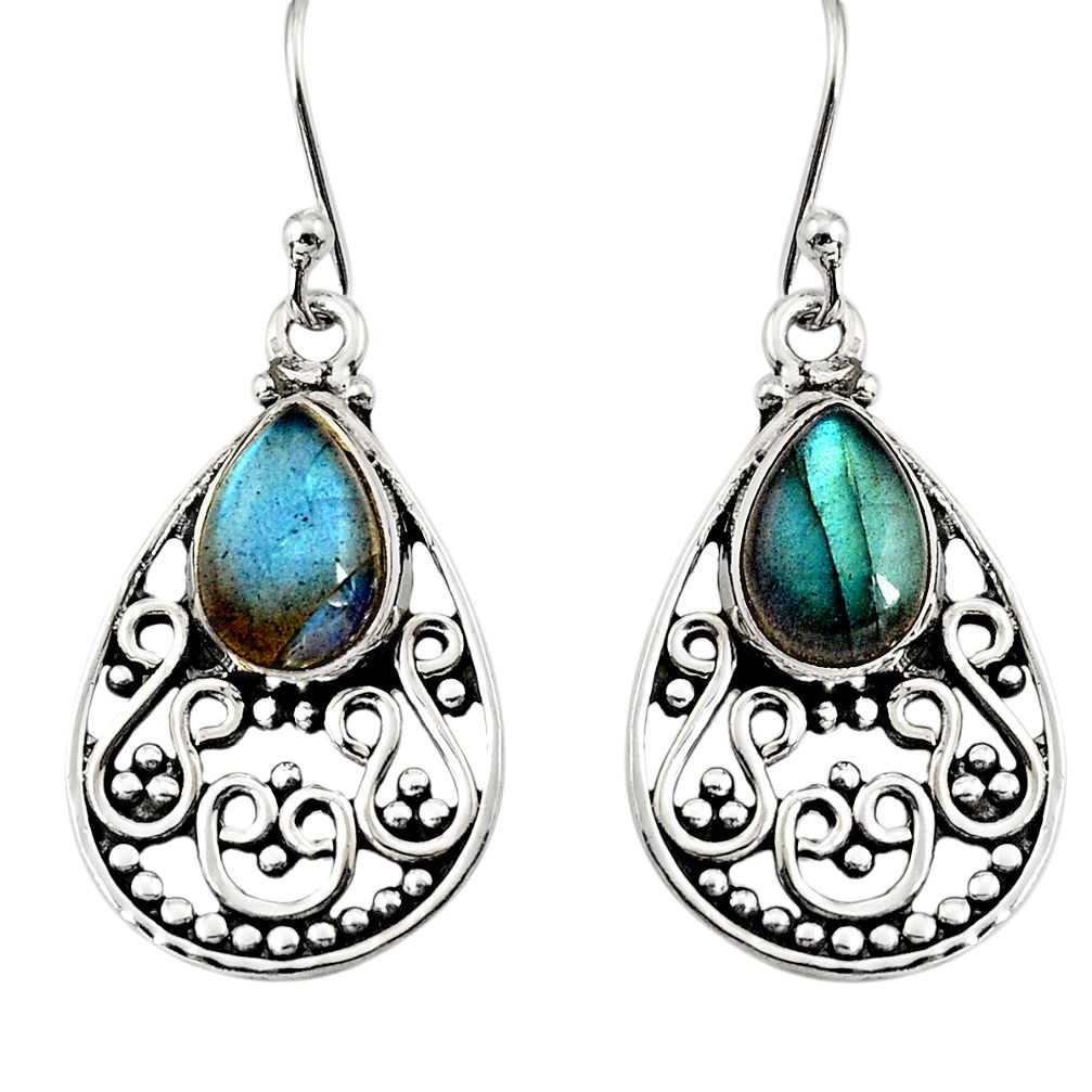 925 sterling silver 4.40cts natural blue labradorite dangle earrings r11084
