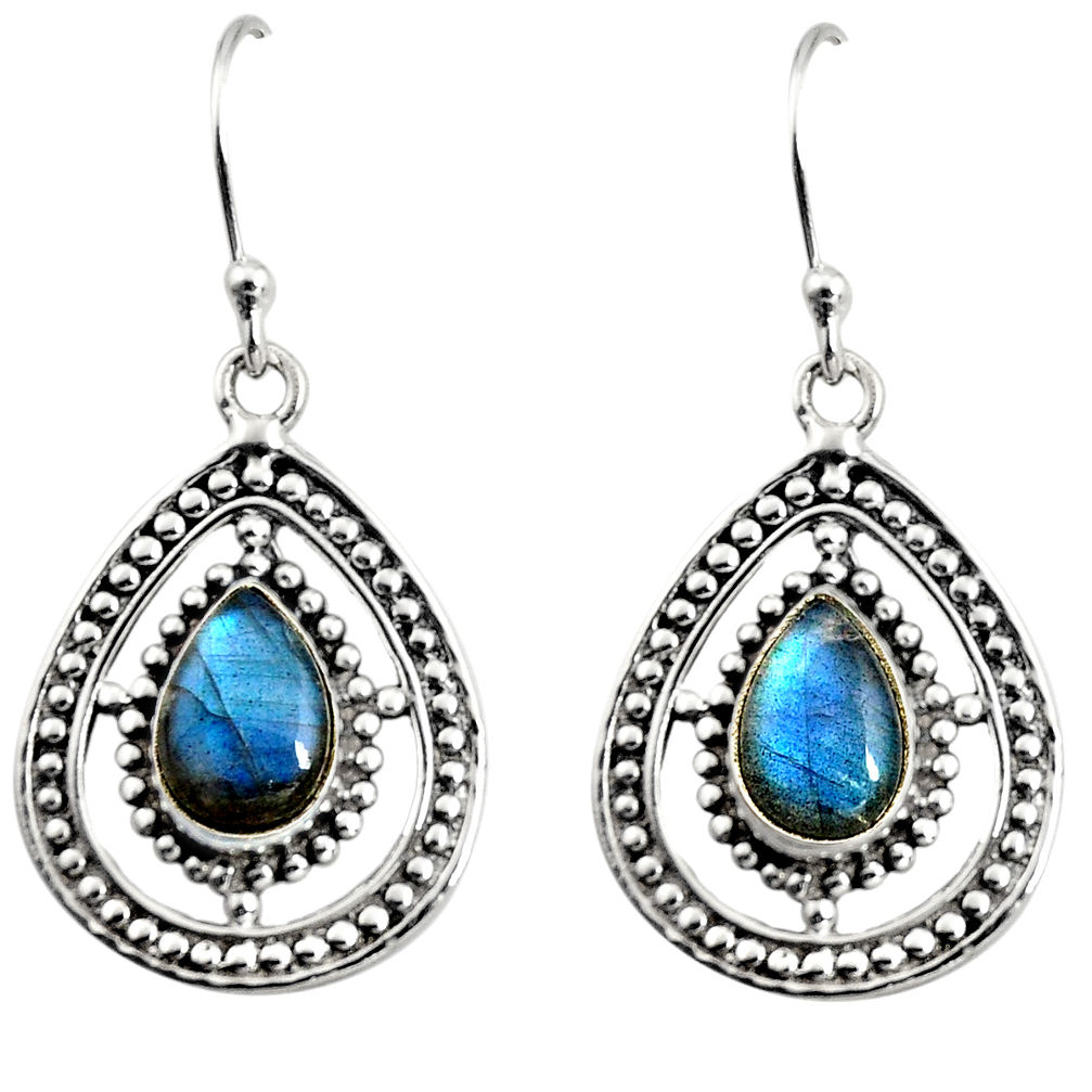 4.40cts natural blue labradorite 925 sterling silver dangle earrings r11092