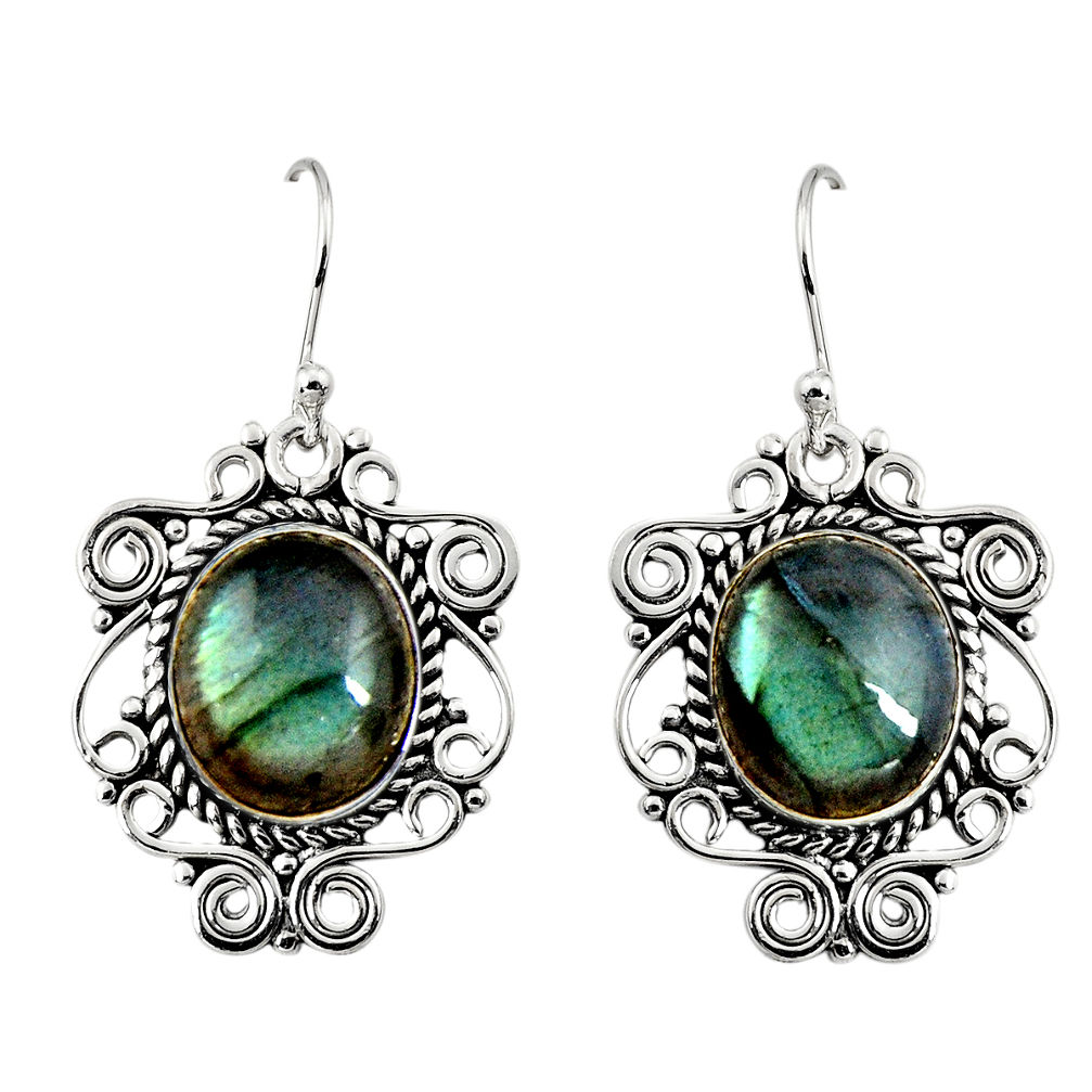 11.22cts natural blue labradorite 925 sterling silver dangle earrings r11095