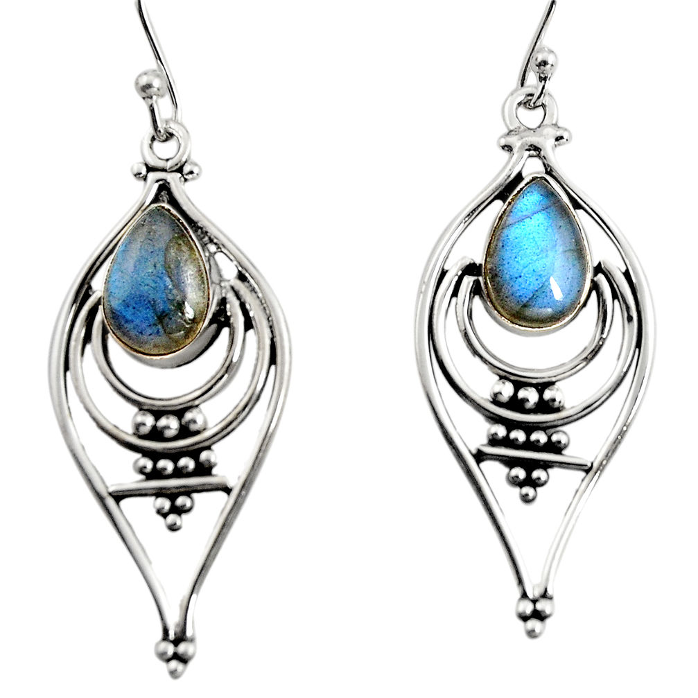 4.49cts natural blue labradorite 925 sterling silver dangle earrings r11098