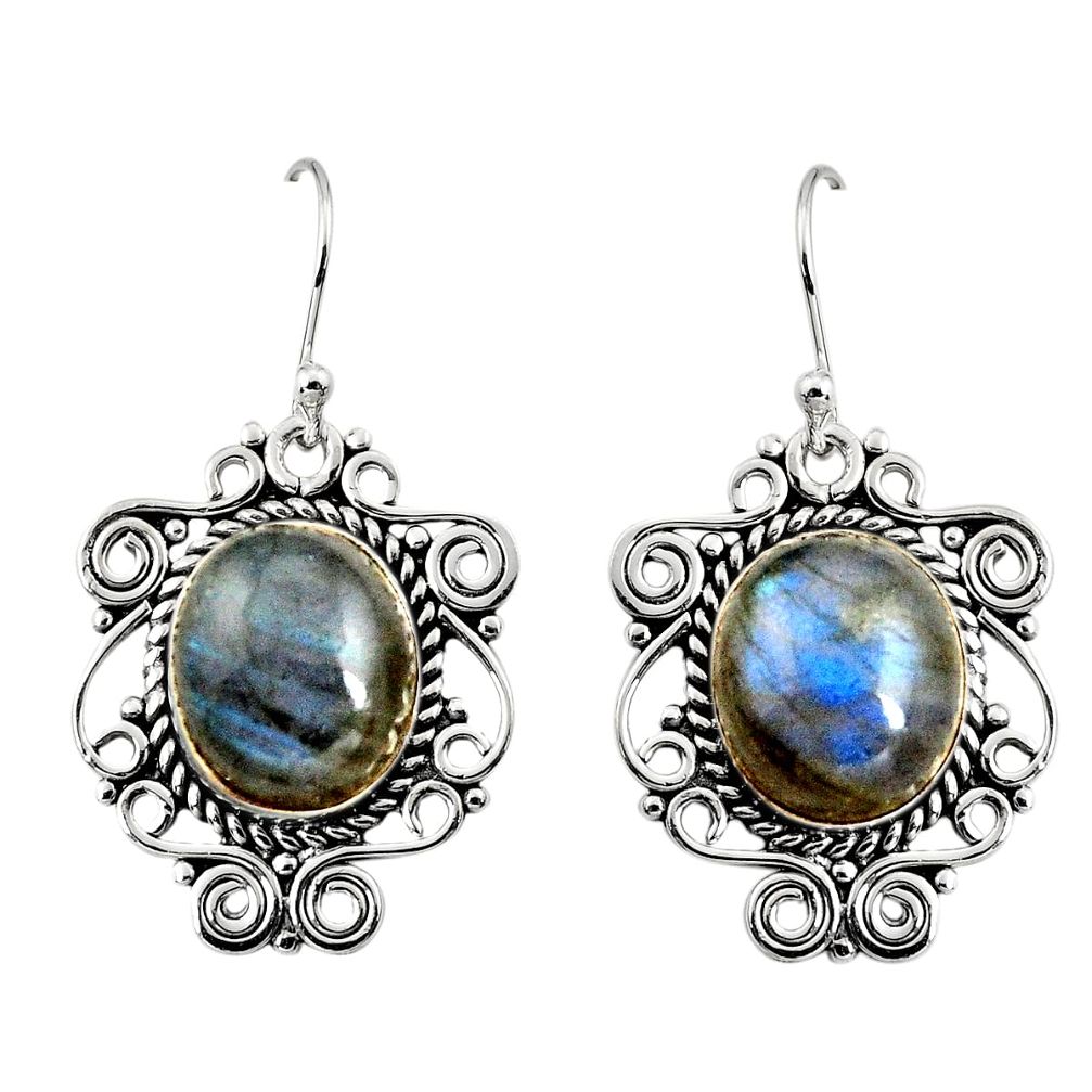 925 sterling silver 11.54cts natural blue labradorite dangle earrings r11100