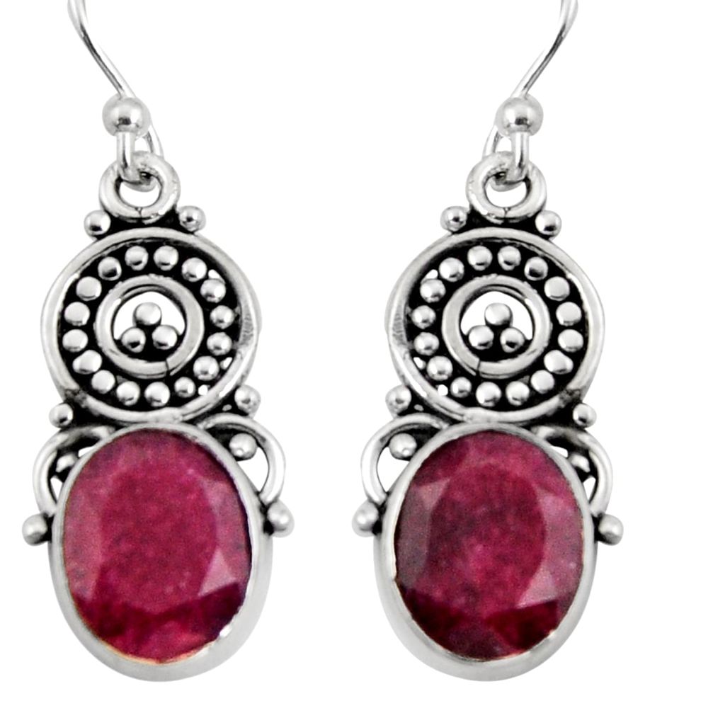 8.06cts natural red ruby 925 sterling silver dangle earrings jewelry r11103