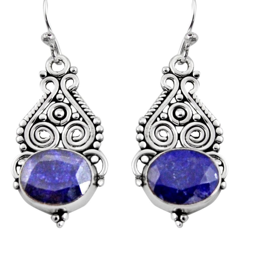 925 sterling silver 8.22cts natural blue sapphire dangle earrings jewelry r11108