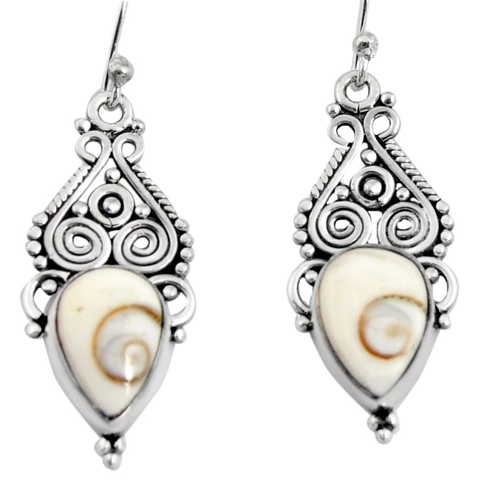 8.03cts natural white shiva eye 925 sterling silver dangle earrings r11112