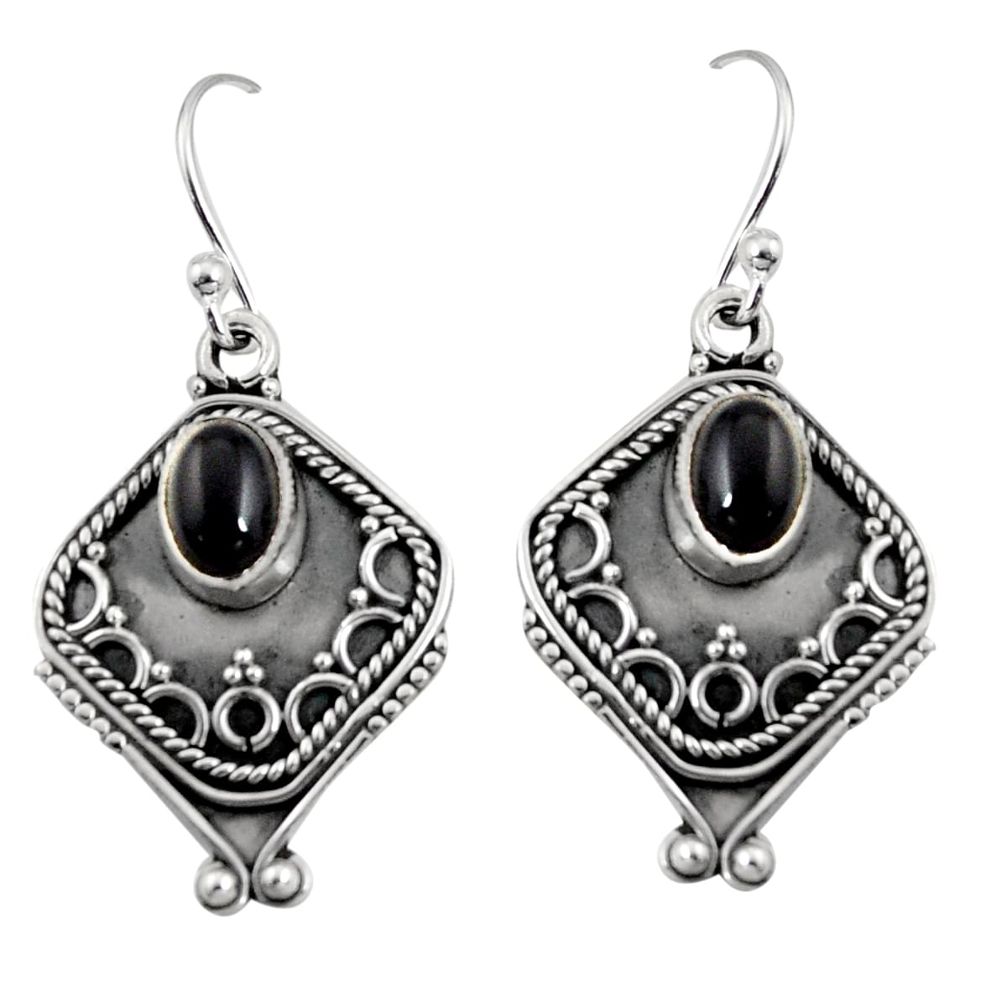 3.13cts natural black onyx 925 sterling silver dangle earrings jewelry r11127