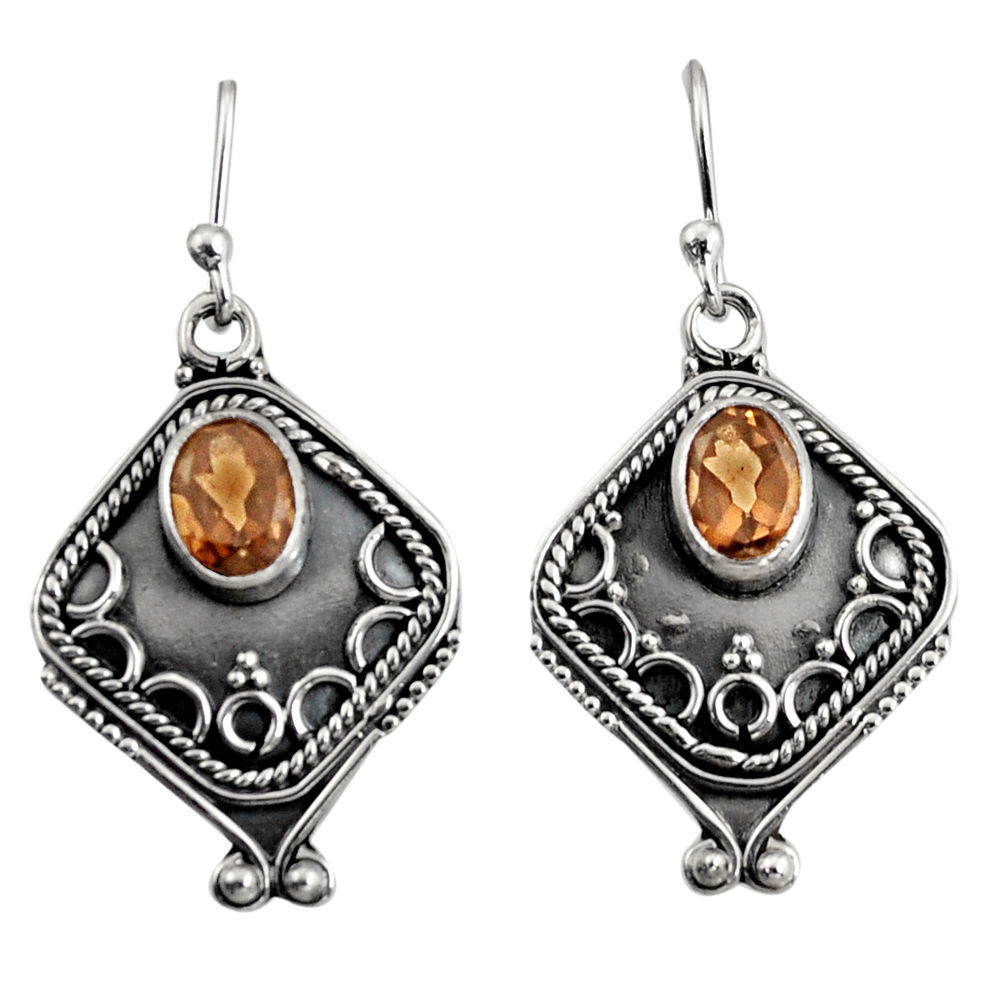 3.00cts brown smoky topaz 925 sterling silver dangle earrings jewelry r11130