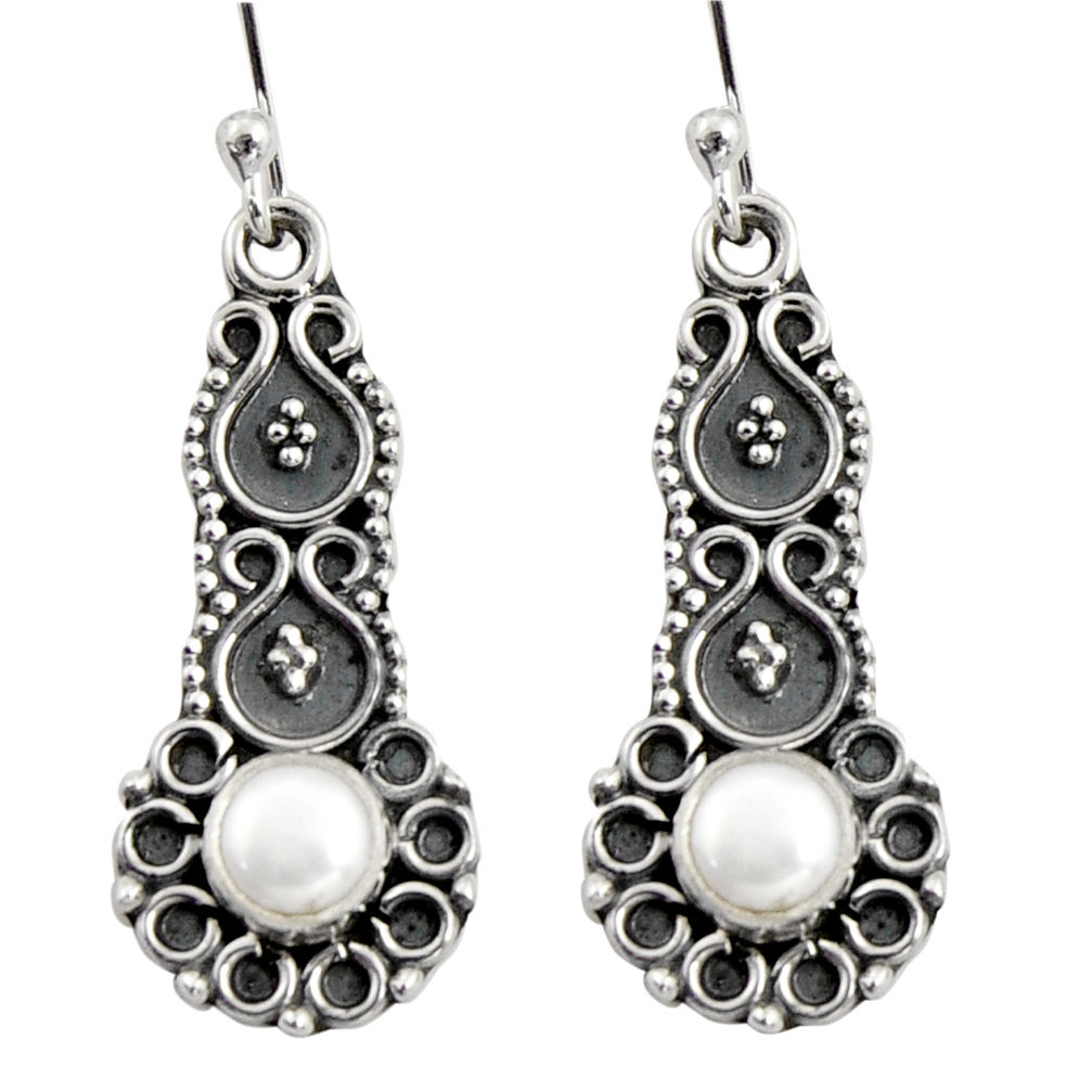 925 sterling silver 1.99cts natural white pearl dangle earrings jewelry r11131