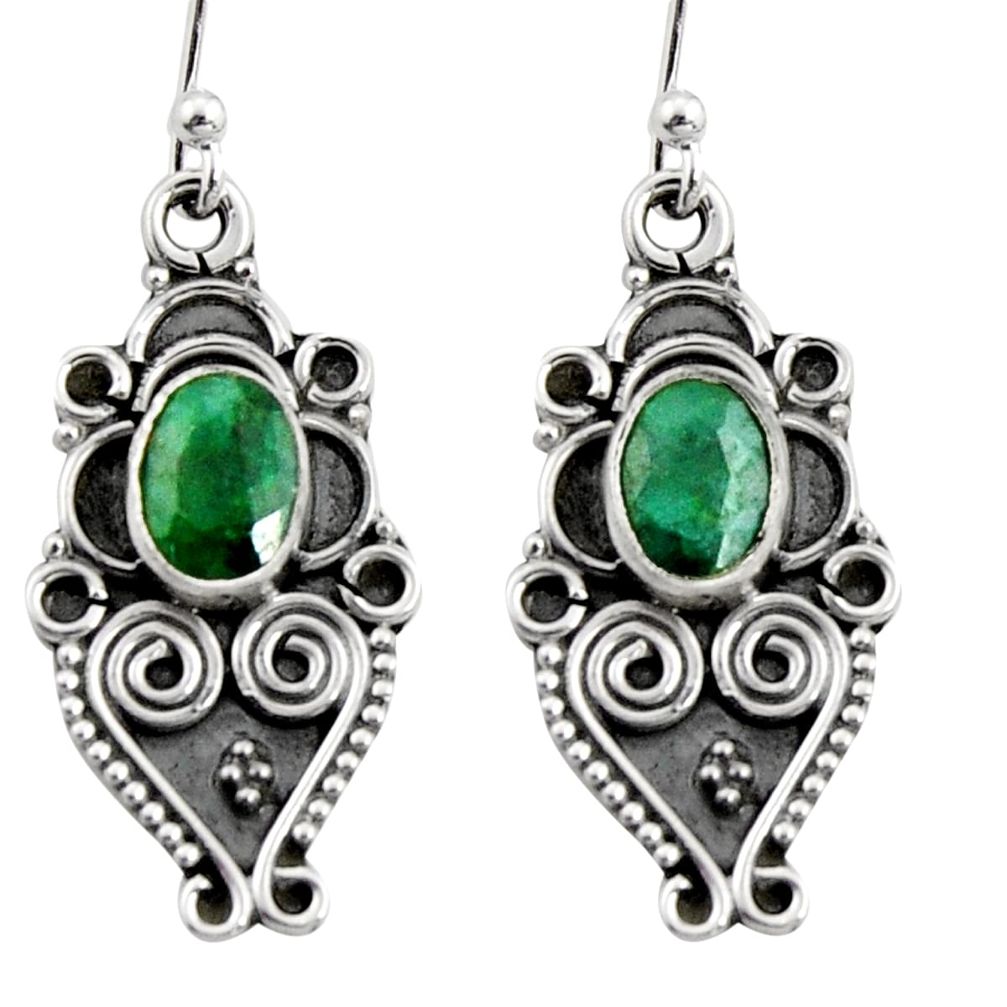 925 sterling silver 3.50cts natural green emerald snake earrings jewelry r11152