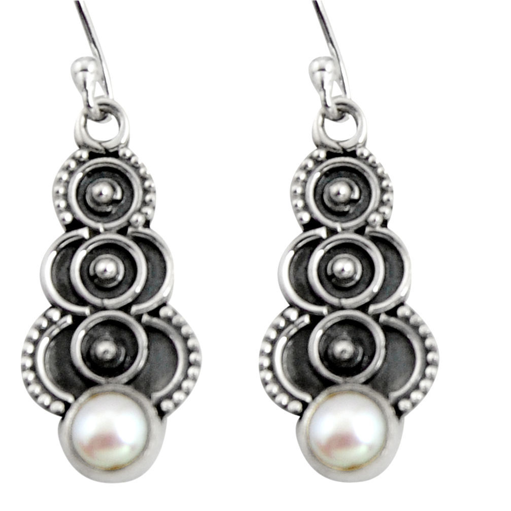 2.02cts natural white pearl 925 sterling silver snake earrings jewelry r11153