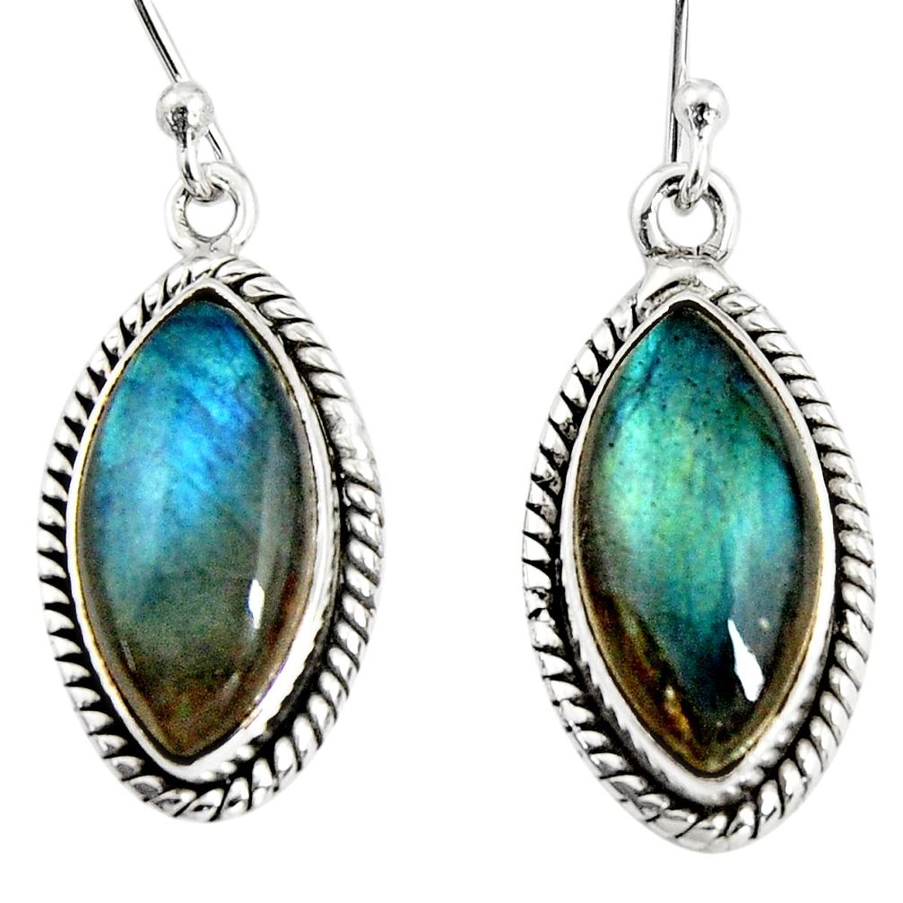 13.18cts natural blue labradorite 925 sterling silver dangle earrings r11175