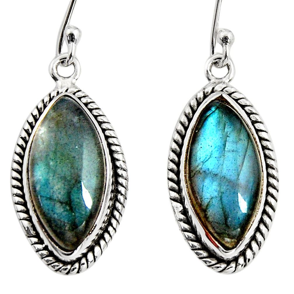 13.49cts natural blue labradorite 925 sterling silver dangle earrings r11176