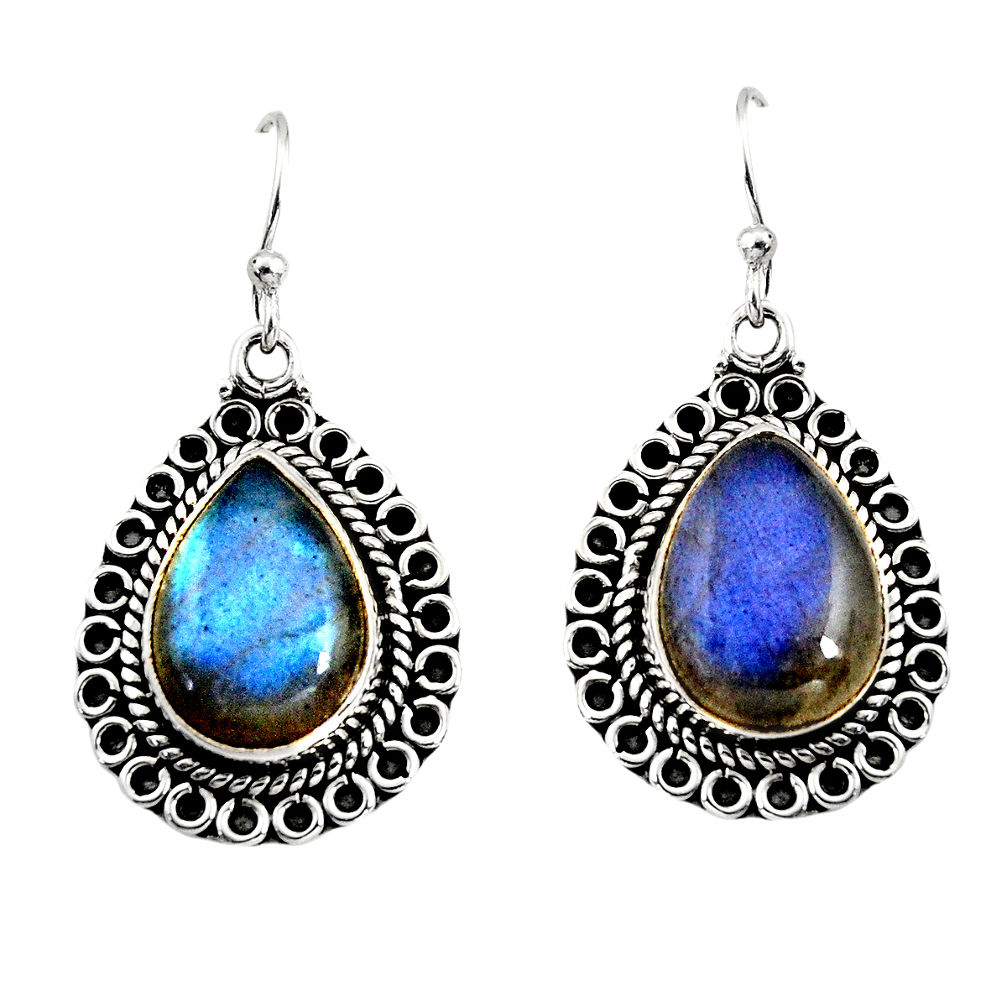 12.40cts natural blue labradorite 925 sterling silver dangle earrings r11185