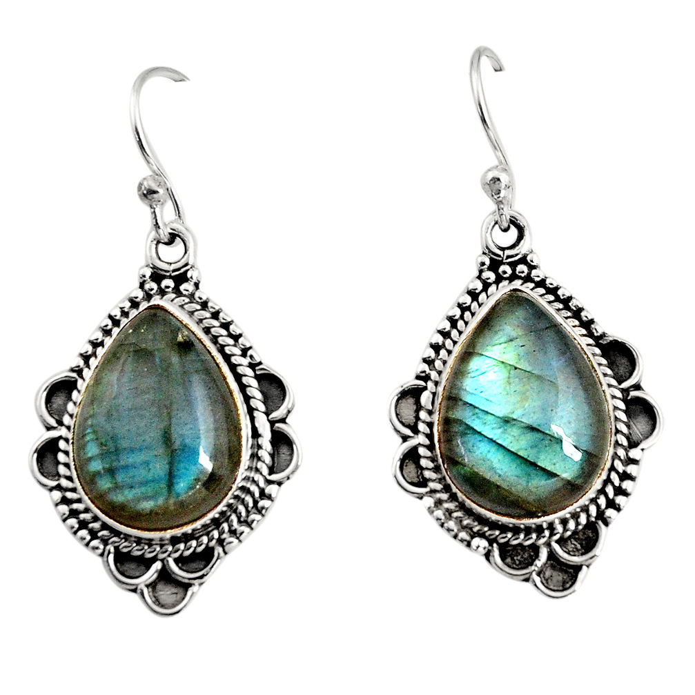 11.66cts natural blue labradorite 925 sterling silver dangle earrings r11186