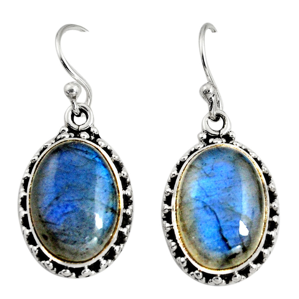 11.27cts natural blue labradorite 925 sterling silver dangle earrings r11197