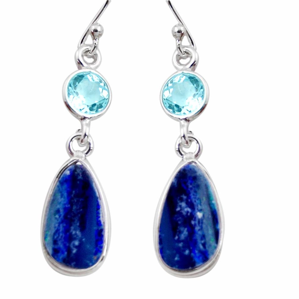 925 silver 6.99cts natural blue doublet opal australian dangle earrings r12173